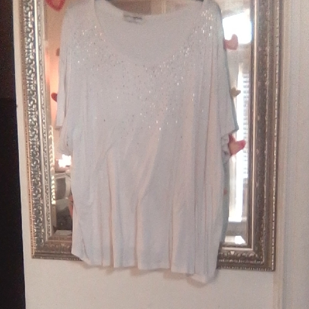 Cathy Daniels Gray Oversized Embellished Blouse